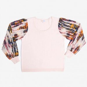 LuLaRoe Penny - Cream Blouse with Multicolor Sleeves